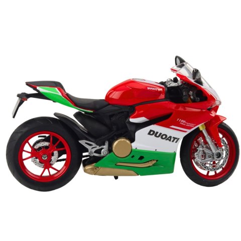 Motocykl Sportowy Metalowy Czerwono Zielony Światła Dźwięki 1:12 Motocykl Sportowy Metalowy Czerwono Zielony Światła Dźwięki 1:12