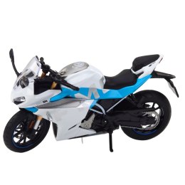 Motocykl Sportowy Metalowy Światła Dźwięki Biało Niebieski 1:12