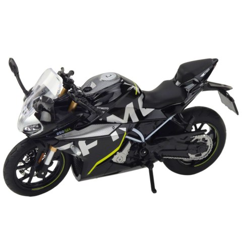 Motocykl Sportowy Metalowy Światła Dźwięki Czarny 250 SR 1:12 Motocykl Sportowy Metalowy Światła Dźwięki Czarny 250 SR 1:12