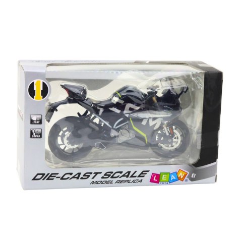 Motocykl Sportowy Metalowy Światła Dźwięki Czarny 250 SR 1:12 Motocykl Sportowy Metalowy Światła Dźwięki Czarny 250 SR 1:12