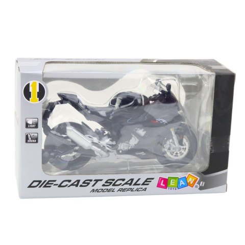 Motocykl Sportowy Metalowy Światła Dźwięki Czarny S1000 1:12 Motocykl Sportowy Metalowy Światła Dźwięki Czarny S1000 1:12