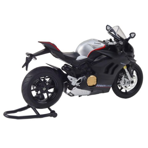 Motocykl Sportowy Metalowy Światła Dźwięki Srebrne Elementy Czarny V4 1:12 Motocykl Sportowy Metalowy Światła Dźwięki Srebrne Elementy Czarny V4 1:12